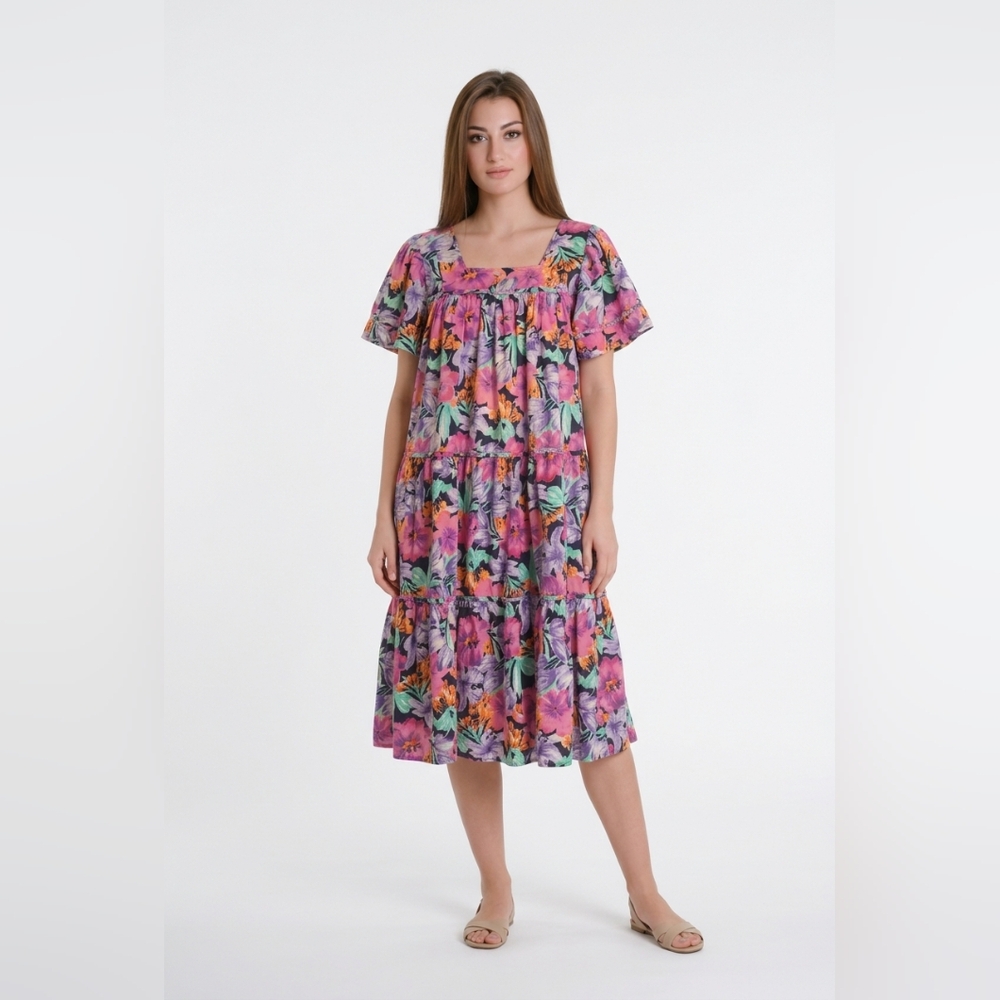 Vibrant Floral Midi Dress